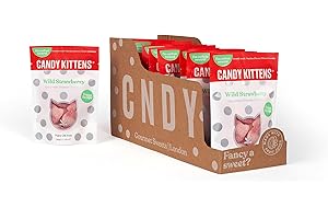 Candy Kittens Vegan Sweets, Wild Strawberry (54g Pack of 12) – Ideal Christmas Candy Gift Set Selection Box, Fruity Flavour, Plant-Based, No Nasties, Vegan Snacks for All, Made with Real Fruit Juice