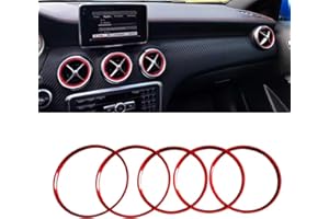 5PCS Youzzei Car Air Condition Vent Cover, Mer-cedes B-ENZ Air Outlet Ring Cover for Mer-cedes B-ENZ A B CLA GLA Class Decoration Air Outlet Cover, Aluminum Alloy Mer-cedes GLA Air Vent Trim Ring-Red
