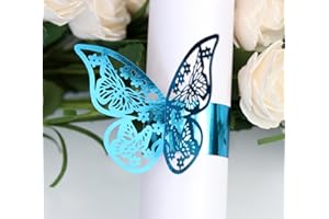 Duories 100 portatovaglioli in carta a forma di farfalla, come decorazione da tavolo, per matrimoni, cene, anniversari, compleanni, feste, Natale, decorazione da tavolo, blu