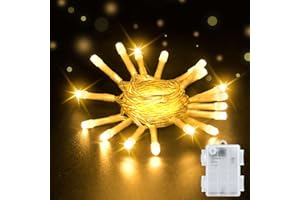 ‎DALUGO Dalugo Lichterkette Außen Batterie, 2M 20 LED Warmweiß Lichterketten mit 6h Timer, IP65 Wasserdicht Lichterkette Batterie Timer für Innen außen Weihnachtsdekorationen