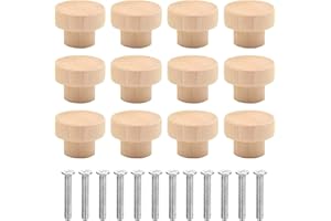 JieGuanG Möbelknöpfe Holz, 12 Stück Holz Schubladengriff, 35 x 26 mm Holzknöpfe Schrank Schrankknöpfe für kommode, Möbelgriffe holz