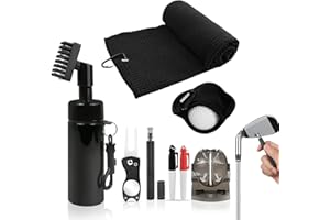 ESOES Golf Accessories Kit, Club Cleaner Brush with Water Spray Bottle, Microfiber Groove Cleaner, Golf Ball Cleaner Pouch, Golf Towel Set - Ideal Golf Gift for Men