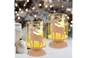 HGRGHH 2 Pezzi Portacandele Cervo Decorazione Natalizia, Cervo Portacandele Vintage, Portacandele Shabby Uragano, Portacandele Cervo, Portacandele Corna Renna per Decorazione Tavola, Decorazione Natalizia