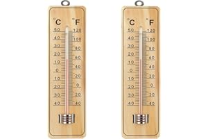 HOWSEHOLD Wall Thermometer for Indoor and Outdoor Use (Pack of 2) Measure Room Garden Greenhouse Office Temperature Measures Fahrenheit and Centigrade Dual Scale °C/°F