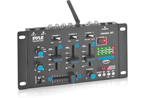 Pyle 3-Channel Professional DJ Mixer – Bluetooth Audio Controller with USB Interface, Mic Talkover, Dual RCA Phono/Line Inputs, Headphone Output & Mic Input – Wireless Compatible