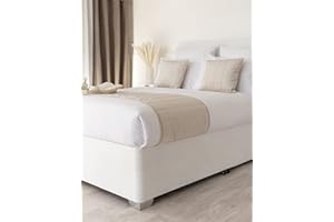 Belledorm - Vestiletto con profondità extra di 48 cm, per rendere ordinato l'aspetto del letto contenitore, lussuosa pelle scamosciata sintetica (colore: panna, super king)