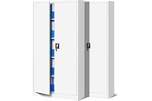 ‎JAN NOWAK Jan Nowak 2er Set Aktenschrank C001 Metallschrank Stahlschrank Werkzeugschrank Büroschrank Lagerschrank Universalschrank Pulverbeschichtung Flügeltüren 185 cm x 90 cm x 40 cm (weiß/weiß)