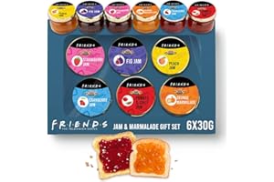 CAFFÉLUXE Friends "The One With The Jam" Variety Selection - Jam Gift Set with Marmalade & Preserve - Peach, Cranberry, Strawberry Jam, Fig Preserve, Orange Marmalad and sweet chilli jam - 6 x 30g Jars
