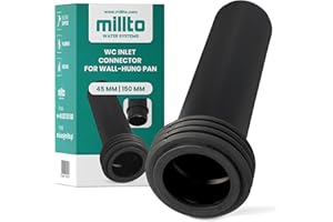Millto Geberit - Tubo de cisterna de 45 x 150 cm, conexión de pared, tubo de agua, tubo de inodoro, polipropileno, suministro de agua, empotrado, tubo de conexión