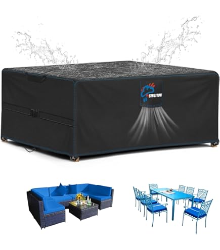 KDXAOBEI Tuinmeubelafdekking, rechthoekig, beschermhoes, afdekhoes, zwart, tuintafel, eettafel, afdekking voor meubelsets, 140 x 110 x 80 cm (l x b x h), waterdicht, scheurvast, zware belasting, 420D