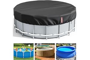 LXKCKJ 8 Ft Round Pool Cover, Solar Covers for Above Ground Pools, Stock Tank Pool Cover Protector with Pool Cover Accessories, Round Hot Tub Cover Ideal for Waterproof and Dustproof (240cm,Black)