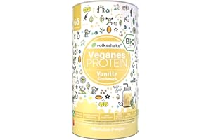 VOLKSSHAKE BIO Protein vegan | Vanille | DE-ÖKO-006 | 10 pflanzliche Proteinquellen | Ohne Süßungsmittel | Ohne Soja & Gluten | Premiumqualität vom Bodensee | Made in Germany (1000g, Vanille)
