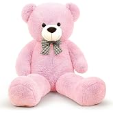 Papyonlu Sevimli Peluş Şaşkın Ayı 80 cm - Sevgiliye &Ouml;zel HEDİYE Pembe