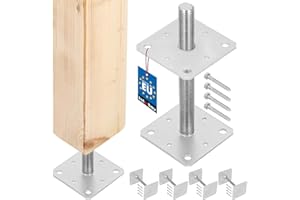 KOTARBAU® Set di 4 Supporto per pali 160x160x250 mm regolamentato filettatura per recinzioni travi in legno zincato Manicotto di ancoraggio staffa pavimento