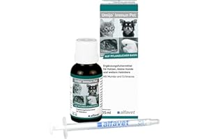 alfavet Umijo Immun Pet Renforcement immunitaire pour Chats et Animaux de Compagnie, complément Alimentaire sans Sucre, 15 ML avec seringue doseuse
