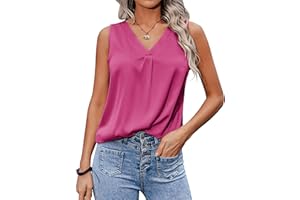 Zeagoo Camiseta de tirantes de satén para mujer, básica, camiseta de verano, informal, cuello en V, blusas sin mangas