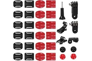 PIWOSGOL 34 Piezas Soporte Adhesivos para Casco Gopro,Almohadillas Adhesivo de Soporte Casco Cámara para Hero 4/5/6/7/8 y Otras Cámaras de Acción,Kit de Accesorios para Soporte Casco Curvado y Plano