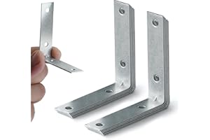 ZAVIA 10 Pcs Right Angle L Brackets for Wood | 60mm x 60mm x 15mm | Galvanised Steel Brackets with Screws for Fixing and Repairing Furniture, Shelves, Windows and Cabinets