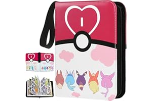 SAMSYOKI Sammelalbum für Pokemon Karten, 50 Seiten 400 Karten Kapazität Sammelkarten Album, PU Tragbar Wasserdicht Karten Binder für Card Collection Karten Sammelmappe für Kinder Mädchen (Rosa)