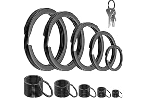 KGGZKG 60 Piezas Anillas Llavero 30mm 28mm 25mm 20mm 15mm Negro Divididos de Metal para Hacer Llaveros Planos Resistentes para Llaves Manualidades DIY 5 Tamaños