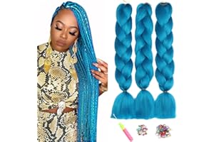 ShowJarlly Kunsthaar Haar, Haar Braids Extension, Ombre Jumbo Braid Haarverlängerung 24", Zöpfe Box Braid Haar Kunsthaar Haar Zum Einflechten Navy blau#