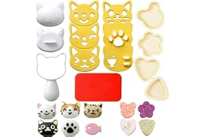 DOG'S BOOTY Moule Onigiri Moule Sushi Onigiri Kit Moule Onigiri Enfant Moule en Forme de Chat Moule Onigiri Triangle Prune Cœurs d'amour Eoule de Riz Moule DIY Outil Onigiri Riz Moule Sushi Accessoires 8 Pièces