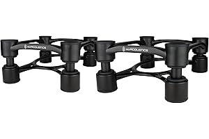 IsoAcoustics Aperta Series Isolation Speaker Stands with Tilt Adjustment: Aperta200 (20 x 25.4 cm) Black Pair