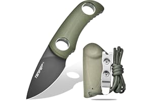 TONIFE Cuchillo de Hoja Fija 1.9",Mini Cuchillo de Caza Cuchillo de Cuello con Funda Kydex y Acollador,Portátil Cuchillo EDC Fijo para Outdoor Supervivencia y Camping(verde)