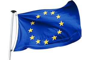 FLAGLY bandiera Europe 100 x 150 cm -160g/m² peso del tessuto - tessuto per bandiera navale fatto a mano, robusto e resistente alle intemperie con occhielli (100 x 150 cm, Europe)