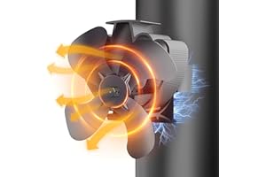 Dancial Magnetisch Kaminventilator,4 Blätter Wärmebetriebener Ofen-Ventilator,Leiser Rauchrohr-Kamin-Ventilator für Holzscheit-Brenner-Kamin, mit 2pcs Magnete &1pcs Ersatzteil Ring
