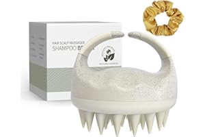 Sndyi Massaggiatore Cuoio Capelluto, Spazzola per Cuoio Capelluto in silicone per Esfoliazione e Massaggio alla testa | Riduce la Forfora, Stimola la Crescita dei Capelli | Bagnato e Secco, Beige