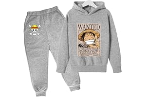 CHAORWE 2022 Anime One Piece Enfants Survêtements Ensemble Luffy Sweat À Capuche Top Casual Pull À Capuche et Joggers Pantalons pour Garçons Filles
