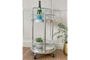 Bigger Savings Antique Silver Leaf Metal Small Round Bar Trolley