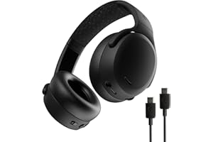 Skullcandy Crusher ANC 2 Wireless Over-Ear Bluetooth Headphones with Extra USB-C Charging Cable, Multi-Sensory Bass, Active Noise Cancelling, 60 Hours Battery, Microphone iPhone Android - True Black