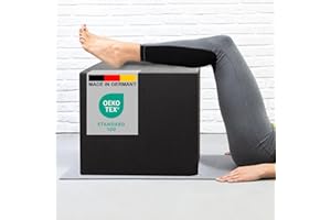 Foxx Schaumstoff Würfel M-L [50x45x40cm, mit Bezug] Dunkelgrauer Bandscheibenwürfel/Stufenbett zur Entlastung der Bandscheiben