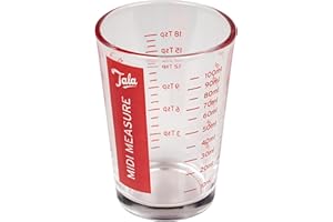Tala Glass Midi Measuring Cup, 100ml, Measures in ml, Tbsp, TSP & Fl oz, Small Glass Measuring Jug for Liquids & Dry Goods, Easy-to-Read, Dishwasher Safe