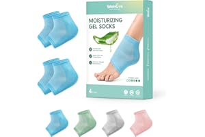 Welnove Calcetines hidratantes para talón, 2 pares de aloe vera, forro de gel, tratamiento de reparación de talón agrietado, para pies secos, algodón para mujeres y hombres