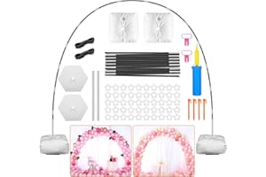 OBOVO Kit d'arche de ballons réutilisable, 3 m de support réglable avec base à remplir d'eau et bâtons en fibre durable pour mariage, remise de diplôme et anniversaire, décorations de Noël