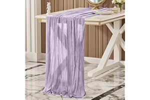 FOATCOX Bieżnik z Gazy Fioletowy, 300 x 90 CM Bieżnik Stylu Boho Wesela Przyjęcia Urodzinowe, Baby Shower, Boże Narodzenie i Sylwestra Dekoracja Stołu