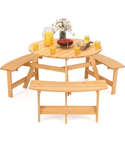 Set Tavolo Picnico Bambini COSTWAY - Legno, Con Ombrellone, 4 Posti, Per Giardino E Esterno