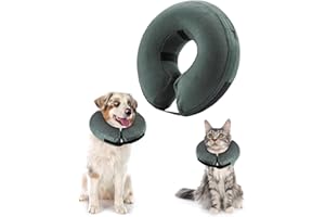 panemy Collier Collerette Gonflable pour Chien, Collerette Chien Gonflable avec Velcro Réglable, Collerette Chat, Adapté à La Chirurgie Ou à la Guérison des Plaies, Anti-Léchage (Gris, L)