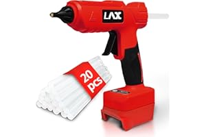 L1NXIXI Cordless 100W Hot Glue Gun for Milwaukee M18 Battery, Handheld Heavy Duty Glue Gun Kit with 20pcs Hot Glue Sticks for Home Repair, DIY Arts & Crafts (Battery Not Included)