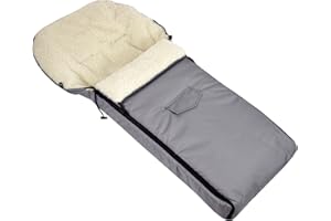 BABYS-DREAMS BAMBINIWELT Winterfußsack für Kinderwagen, Jogger, Buggy und Schlitten, Fußsack, Sitzauflage, Lammwolle, HELLGRAU 108cm