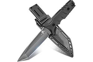 Purple Dragon Outdoor Survival Knife with Kydex Sheath, Hunting Knife, Fixed Blade Made of One Piece, D2 Steel, Full Tang Bushcraft Knife, G10 Handle for Camping, Gifts for Men, Black