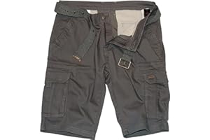 ROCK-IT Apparel Pantalones Cortos de Carga para Hombres con cinturón Bermuda Vintage con 6 Bolsillos para Cerrar Pantalones Cortos de Verano para Hombres - Tallas S-5XL - Muchos Colores