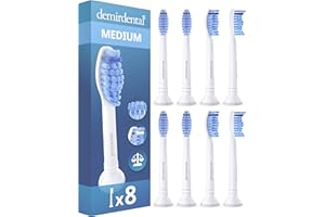 8x embouts demirdental pour Philips Sonicare Têtes de brosse de rechange, Medium, Blanc, remplace HX6018
