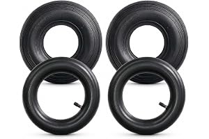 Wiltec 2x standard innerslang med däck för hjul 4.00-8, upp till 160 kg, slang med rak ventil TR13 för skottkärrehjul, skottkärra, elscooter