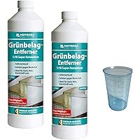 Reinigungsladen Hotrega Grünbelagentferner Konzentrat 2X 1 Liter + Messbecher - Grünbelagsentferner Algen Moos Grünbelag…