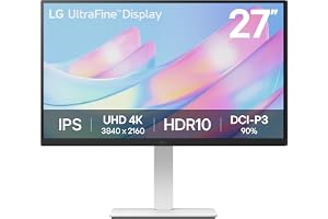 LG 27" 4K UHD Ultrafine™ Monitor (27US550-W), 3840 x 2160 IPS Display 5ms 60Hz HDR 10, Tilt/Height/Swivel/Pivot Adjustment DisplayPort, HDMI, White
