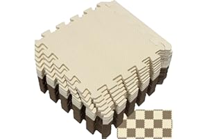 Yostrong® Puzzlematte Baby mit Gerader Rand für Krabbelmatte Spielmatte Sportmatte Bodenschutzmatte - 18 Puzzle Matten Kinder Eva Schaumstoffmatte Schadstofffrei. Braun, Beige. YOC-FJb18S18